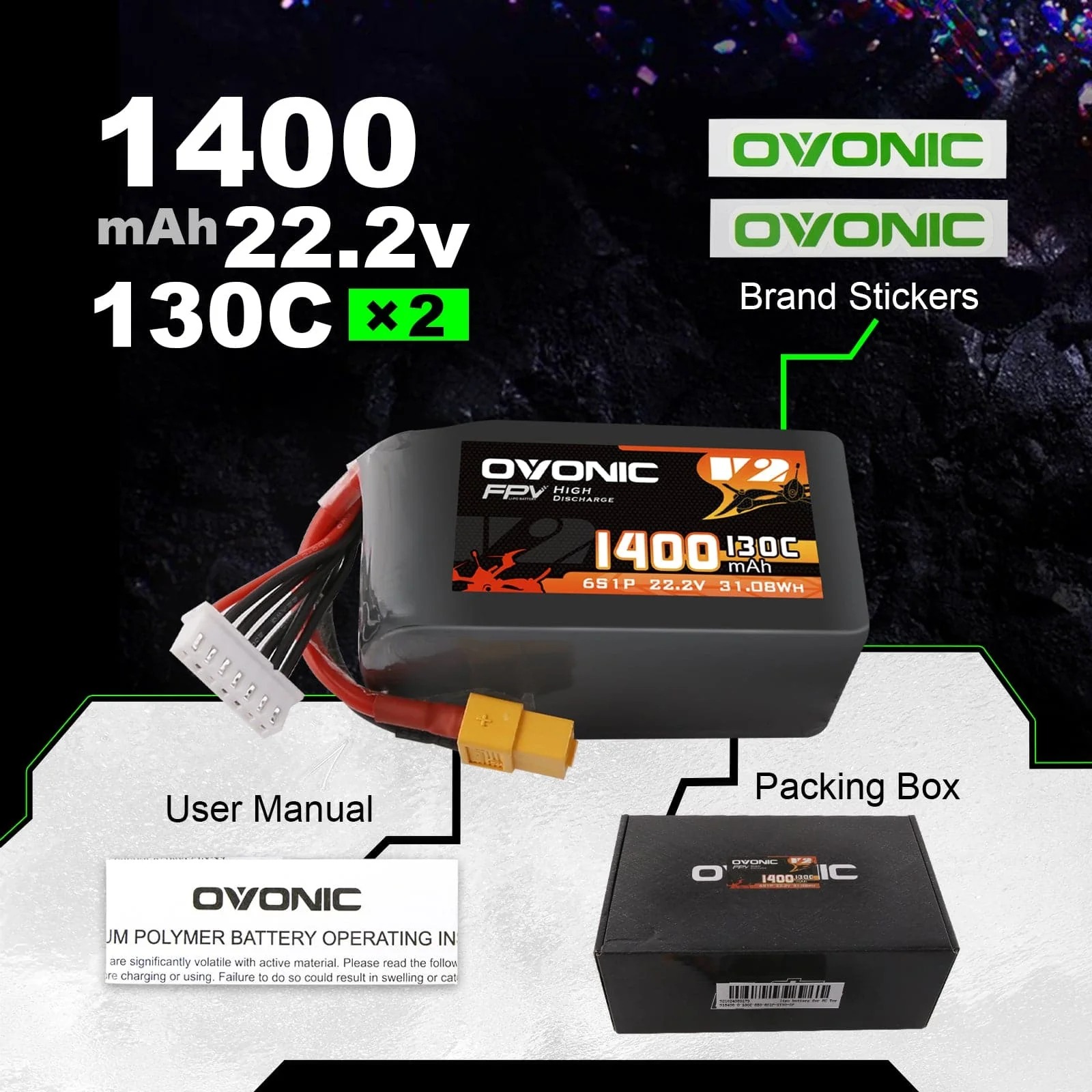 Ovonic 6S 1400mAh 130C LiPo-ba - Drone Battery Bag recensie en prijs